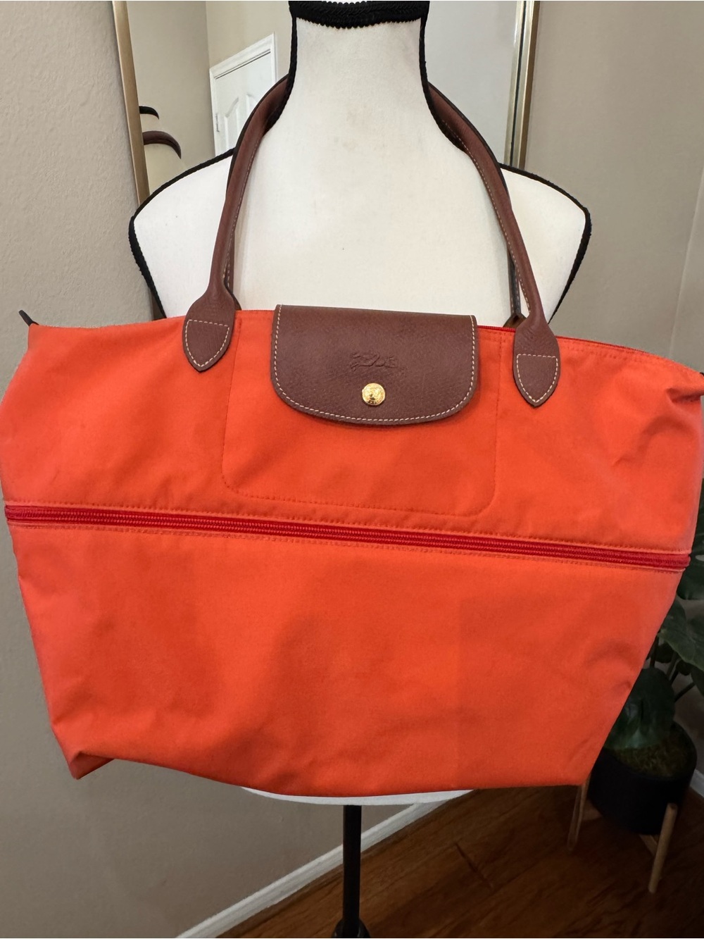 Longchamp Le Pliage Nordstrom Exclusive Orange Expandable Travel Tote